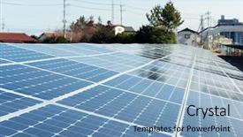  Presentation with solar energy on roof - Amazing theme having sistem saving electrical energy - solar panel on roof top backdrop and a light blue colored foreground