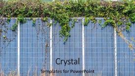  Presentation with solar power plant vpp - Amazing presentation having sistem saving electrical energy - solar panel plant with ivy backdrop and a teal colored foreground