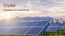  Presentation with solar panels - Slide deck consisting of sistem saving electrical energy - solar panels under sky background and a lemonade colored foreground