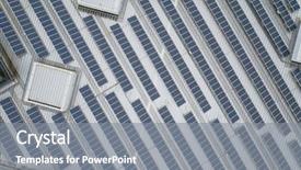  Presentation with solar system imaginary view - Audience pleasing presentation theme consisting of sistem saving electrical energy - top view of solar panel backdrop and a  colored foreground