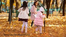  Presentation with maple - PPT theme enhanced with sister-girls-ride-scooters background and a red colored foreground