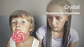  Presentation with sister - Colorful slides enhanced with sister jealous brother who eats candy backdrop and a gray colored foreground