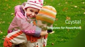  Presentation with sister - Amazing presentation having sister on brother's back in autumnal park backdrop and a tawny brown colored foreground