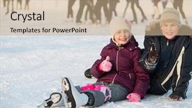  Presentation with sister - Beautiful PPT layouts featuring sister together fell while skating backdrop and a coral colored foreground