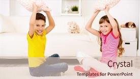  Presentation with happy birthday card brother - Colorful presentation theme enhanced with sister together pillow fights family backdrop and a lemonade colored foreground