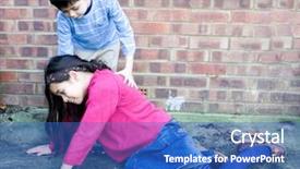  Presentation with sister - Slide deck with sister up after she slips background and a teal colored foreground