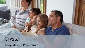  Presentation with family children - Slide set enhanced with sister watching a movie background and a light blue colored foreground