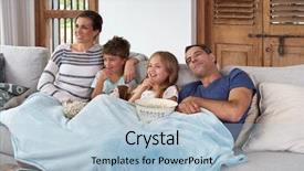  Presentation with children parents - Cool new slide set with sister watching a movie backdrop and a light blue colored foreground