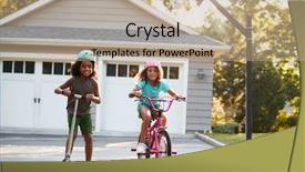  Presentation with sister - Cool new PPT layouts with sister with brother riding scooter backdrop and a coral colored foreground