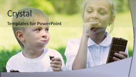  Presentation with sister - Cool new presentation design with sister with relish eating chocolate backdrop and a  colored foreground