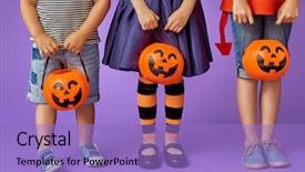  Presentation with purple wall - Colorful slide deck enhanced with sisters at halloween funny kid backdrop and a light blue colored foreground