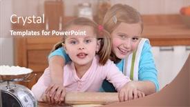  Presentation with baking - Beautiful slides featuring sisters baking in the kitchen backdrop and a coral colored foreground