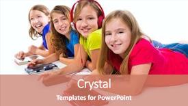  Presentation with cousin - Colorful slides enhanced with sisters cousins kid girls backdrop and a coral colored foreground