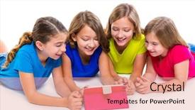  Presentation with ag tech - Presentation theme enhanced with sisters cousins kid girls background and a coral colored foreground