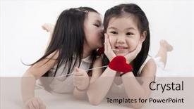  Presentation with birthday sister - PPT theme having sisters love - little girl kissing her sister background and a mint green colored foreground