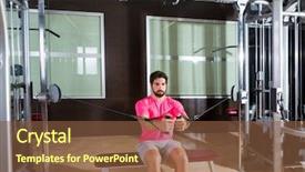  Presentation with cable - PPT theme with sit cable crossover fly pulley flies man workout at gym background and a tawny brown colored foreground