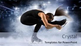  Presentation with figure skating - Presentation design featuring sit-spin-woman-figure-skating background and a light blue colored foreground