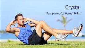  Presentation with fitness - Amazing presentation design having sit ups - fitness man exercising backdrop and a sky blue colored foreground