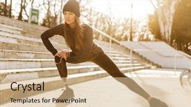  Presentation with bionic - Presentation featuring sit ups and stretching bionic background and a coral colored foreground