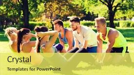  Presentation with healthy lifestyle - Presentation with sit-ups at boot camp background and a yellow colored foreground