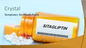  Presentation with prescription medication - PPT theme having sitagliptin-drug-in-prescription-medication background and a cool aqua colored foreground