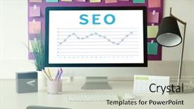  Presentation with workplace - Colorful presentation theme enhanced with site analysis - seo technology concept modern workplace backdrop and a soft green colored foreground