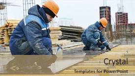  Presentation with concrete construction - Audience pleasing PPT theme consisting of construction worker at construction site backdrop and a coral colored foreground