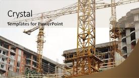  Presentation with construction cranes - Slides enhanced with pork chops ball baked potatoes and eggs background and a tawny brown colored foreground