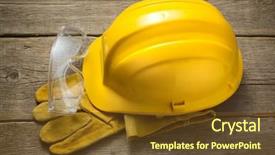  Presentation with safety construction - Audience pleasing presentation design consisting of pancakes with meat on the wooden table backdrop and a tawny brown colored foreground