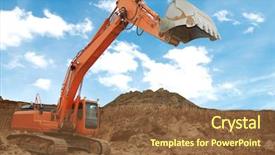  Presentation with earthmoving - Cool new PPT theme with site equipments - track-type loader excavator machine doing backdrop and a tawny brown colored foreground