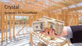  Presentation with tan book stack stacks of books - Audience pleasing PPT theme consisting of site inside new home construction backdrop and a coral colored foreground