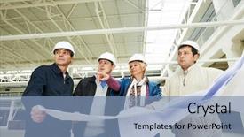  Presentation with under construction - Cool new slides with site inspections - architects and engineer workers backdrop and a light blue colored foreground