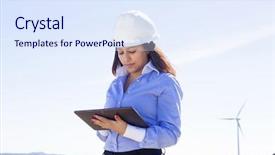  Presentation with engineering engineer or safety officer - Colorful presentation enhanced with site inspections - female engineer working backdrop and a sky blue colored foreground