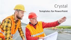  Presentation with foreman - Beautiful PPT theme featuring site-manager-and-foreman backdrop and a sky blue colored foreground