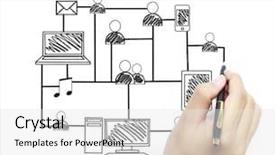  Presentation with network - Colorful PPT theme enhanced with site map - business man drawing social network backdrop and a white colored foreground