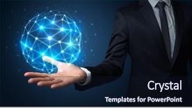  Presentation with global drug development - Presentation design consisting of site map - businessman in suit holding global background and a wine colored foreground