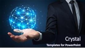  Presentation with connection - Presentation with site map - businessman in suit holding global background and a wine colored foreground