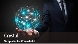  Presentation with connection - Beautiful presentation theme featuring site map - businessman in suit holding global backdrop and a wine colored foreground