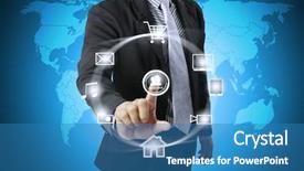  Presentation with artificial neural network structure fragment - Presentation enhanced with site map - businessman social network structure background and a teal colored foreground