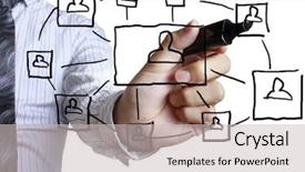  Presentation with artificial neural network structure fragment - Theme having site map - drawing social network structure background and a light gray colored foreground