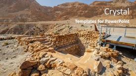  Presentation with cave - Audience pleasing PPT theme consisting of site-of-qumran-cave backdrop and a coral colored foreground