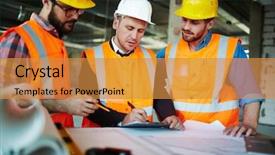  Presentation with work the word in your life - Theme with site planning - constructors at work background and a gold colored foreground