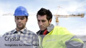  Presentation with site planning - PPT layouts having site planning - two workers reading a plan background and a  colored foreground