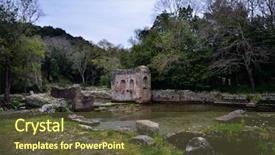  Presentation with cultural heritage - Presentation featuring cultural sites - butrint is the albania's major background and a tawny brown colored foreground