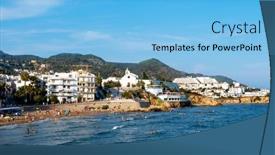  Presentation with 2018 beach - Colorful slide deck enhanced with sitges-spain-july-27-2018 backdrop and a light blue colored foreground