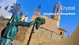  Presentation with church building - Slides enhanced with sitges-spain-march-3-facade background and a teal colored foreground