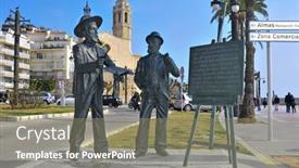  Presentation with tribute - Audience pleasing theme consisting of sitges-spain-march-3-monument backdrop and a gray colored foreground