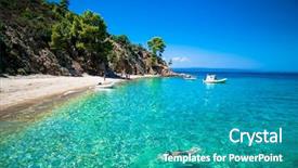  Presentation with coast - PPT theme enhanced with sithonia on halkidiki greece background and a teal colored foreground