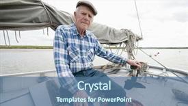  Presentation with fisherman - Audience pleasing presentation design consisting of siting on deck of boat backdrop and a ocean colored foreground