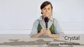  Presentation with world map puzzle - Amazing PPT layouts having sits at desk with puzzle backdrop and a light gray colored foreground